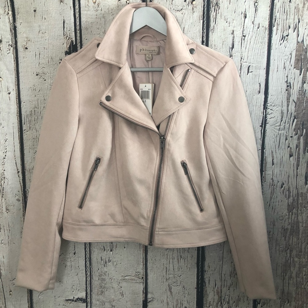 NWT Philosophy Faux Suede/Leather Moto Jacket